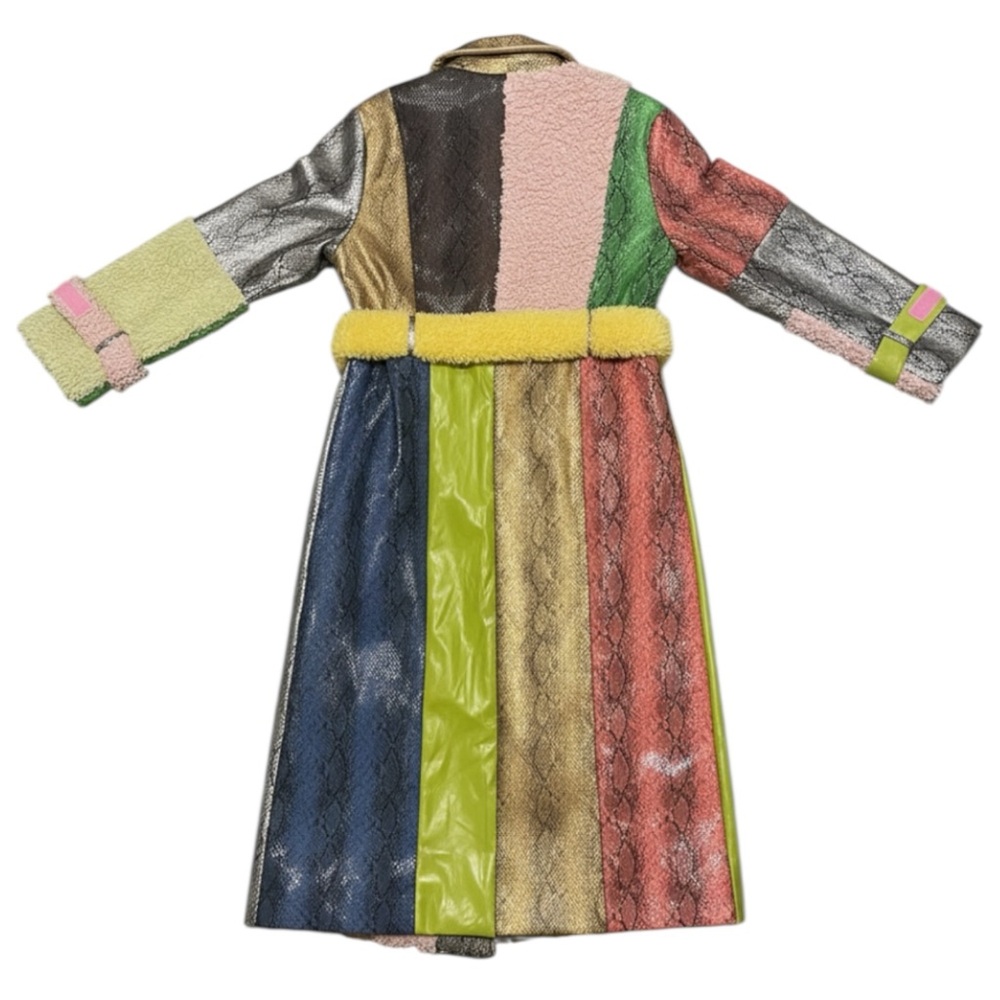Colin Locascio x Free People Pamela Patchwork Lg Faux Snakeskin Long Belt Trench - Picture 8 of 16